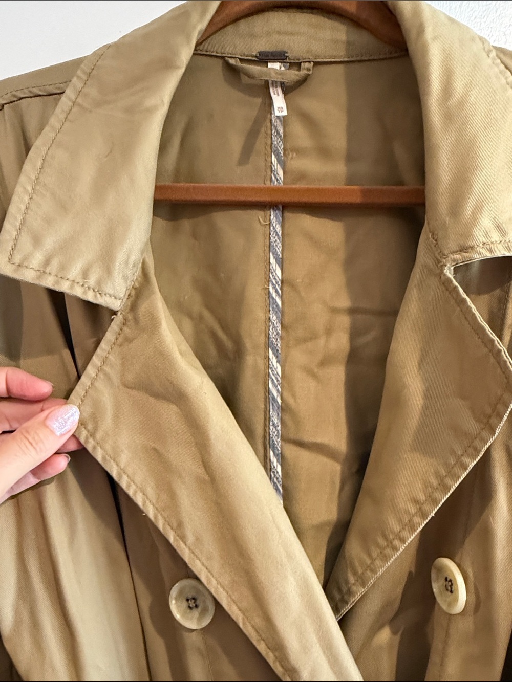 Free People all tied up slouchy Long Tan Trench Coat with ties - Picture 5 of 8